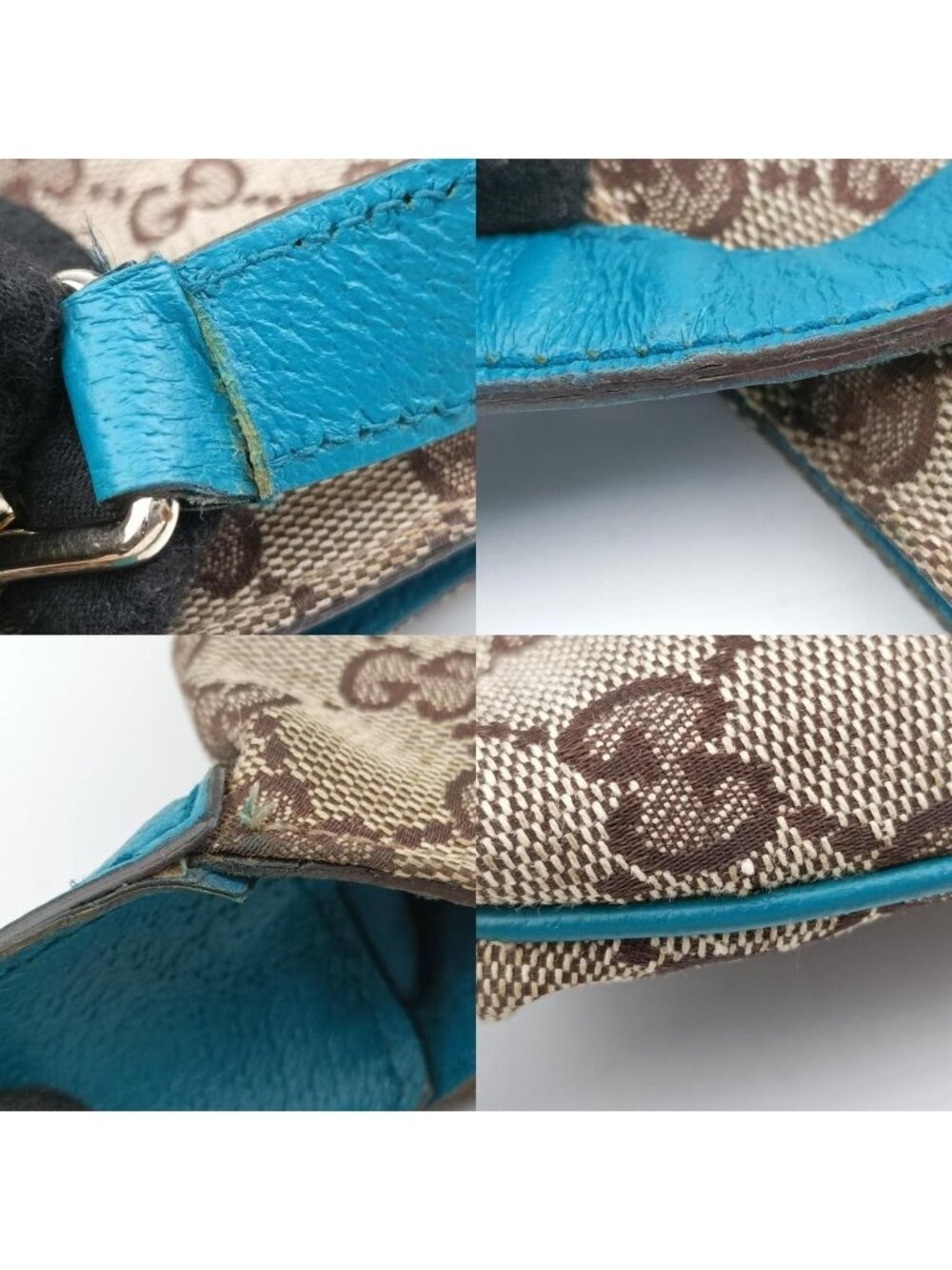 Gucci Jackie Khaki Blue Canvas Leather Shoulder Bag - Picture 16 of 16